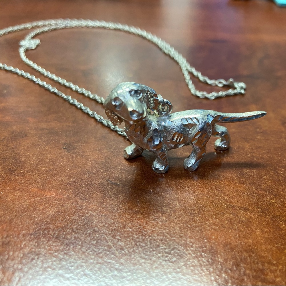 Sterling silver dachshund pendant with chain